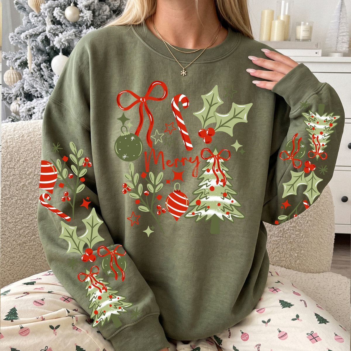 Merry tree and Holly (front only) (csc) DTF Transfer
