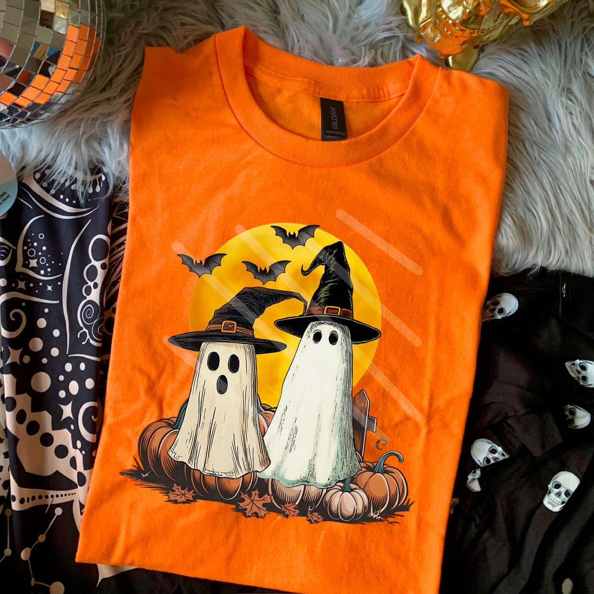 2 ghosts with bats and moon 110775 DTF transfer