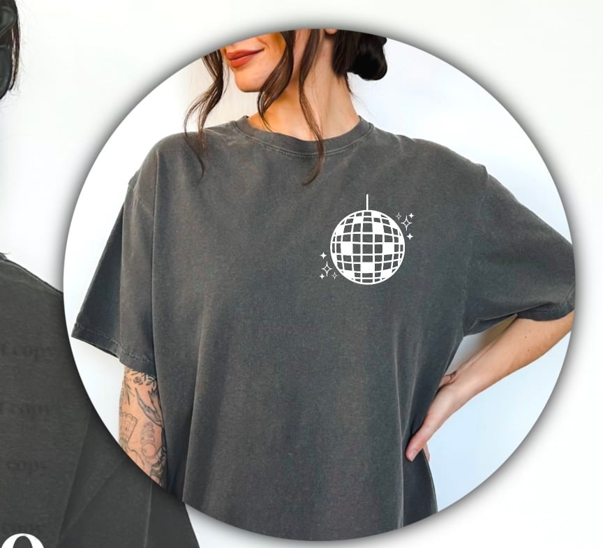 White mirrorball pocket (CSC) 60657 DTF transfer