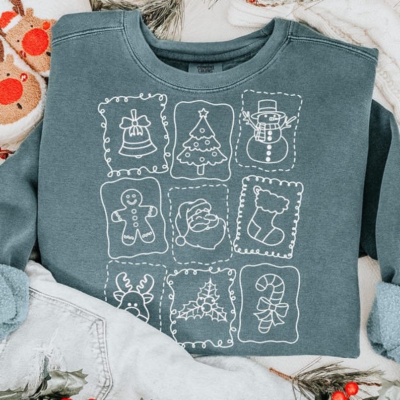 Christmas stamps Collage WHITE DTF transfer