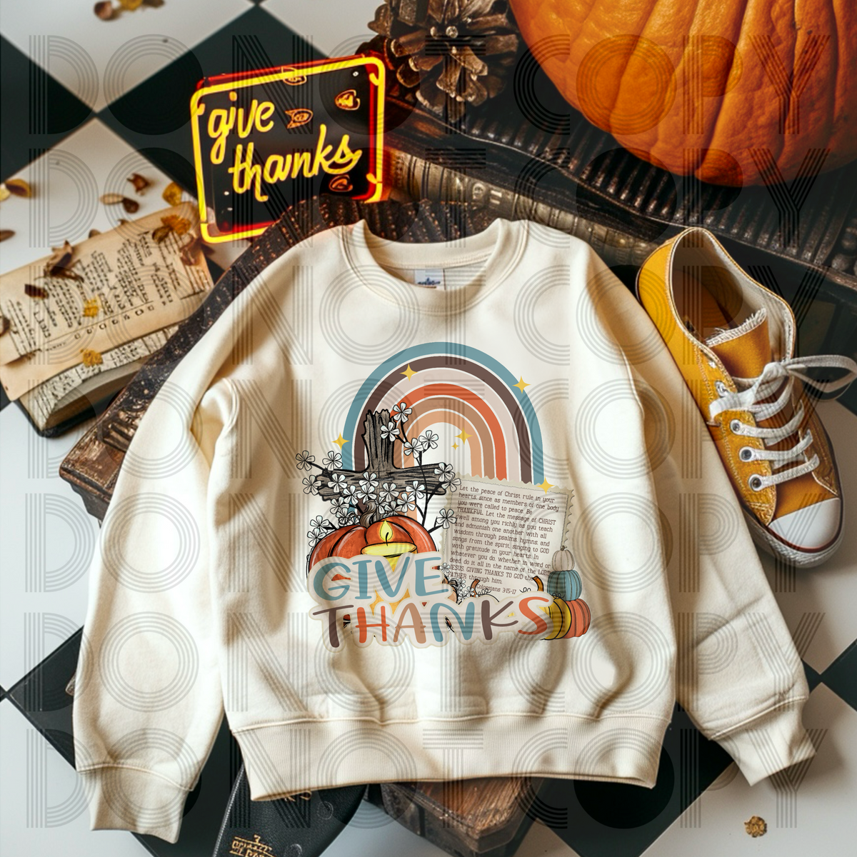 Give thanks rainbow (renewed) 67493 DTF transfer