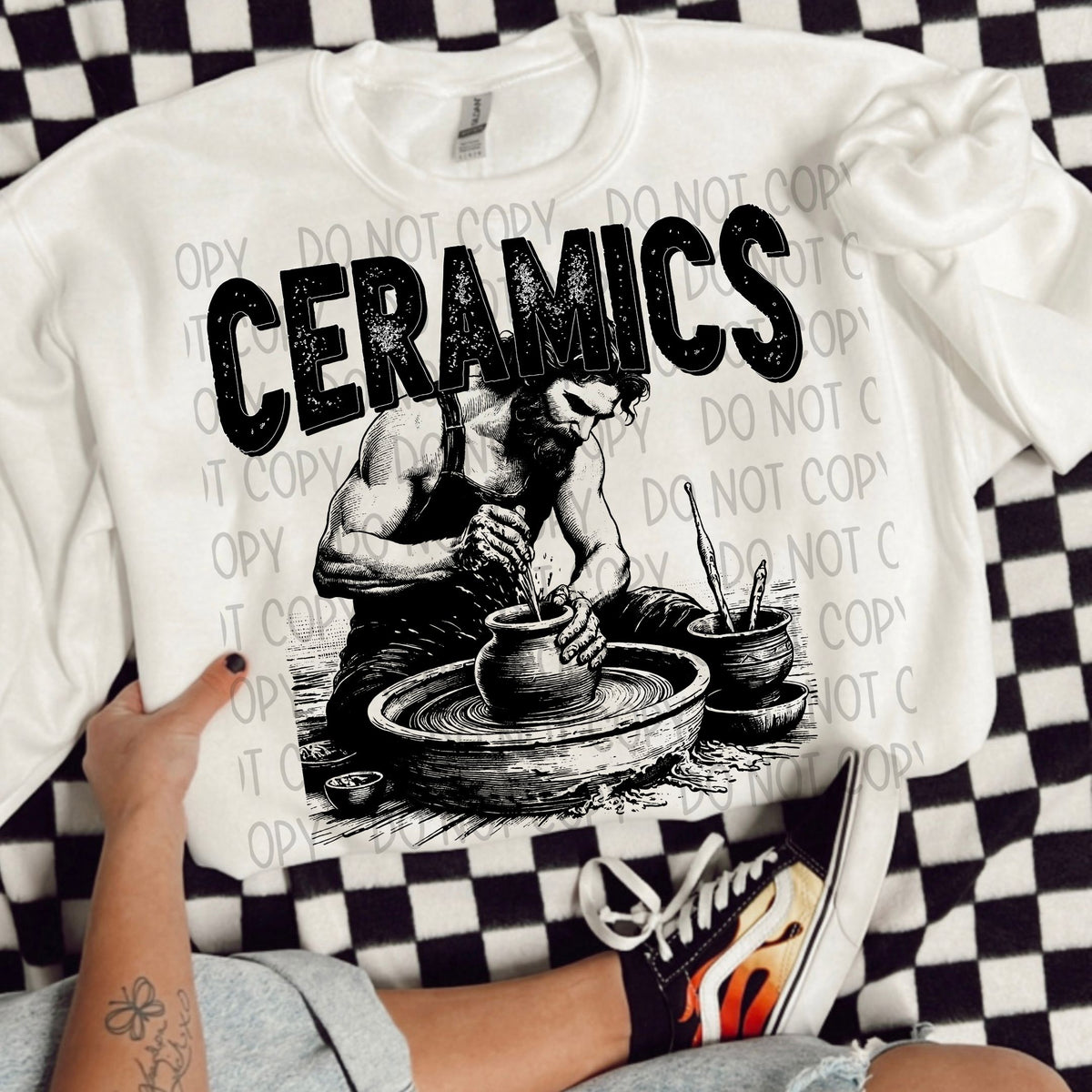 Ceramics black/white outline DTF transfer