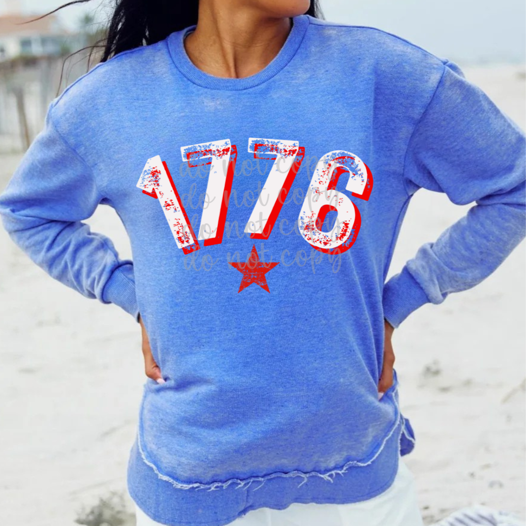 1776 Red and White Grunge (Parker) 101709 DTF transfer