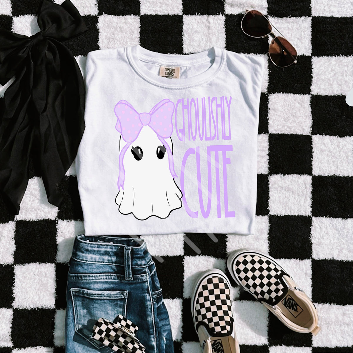 Ghoulishly Cute Purple Bow Ghost 110586 DTF transfer