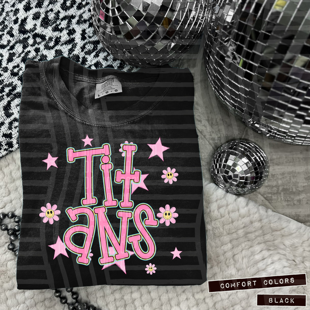 Titans Pink Flowers And Stars 108053 DTF transfer