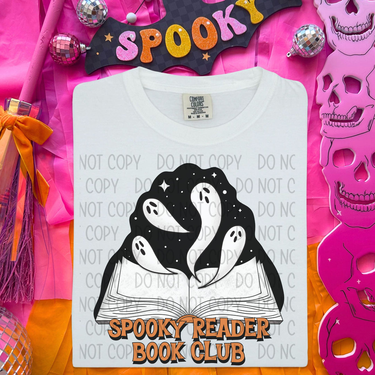 Spooky reader book club book and ghost SWD DTF transfer