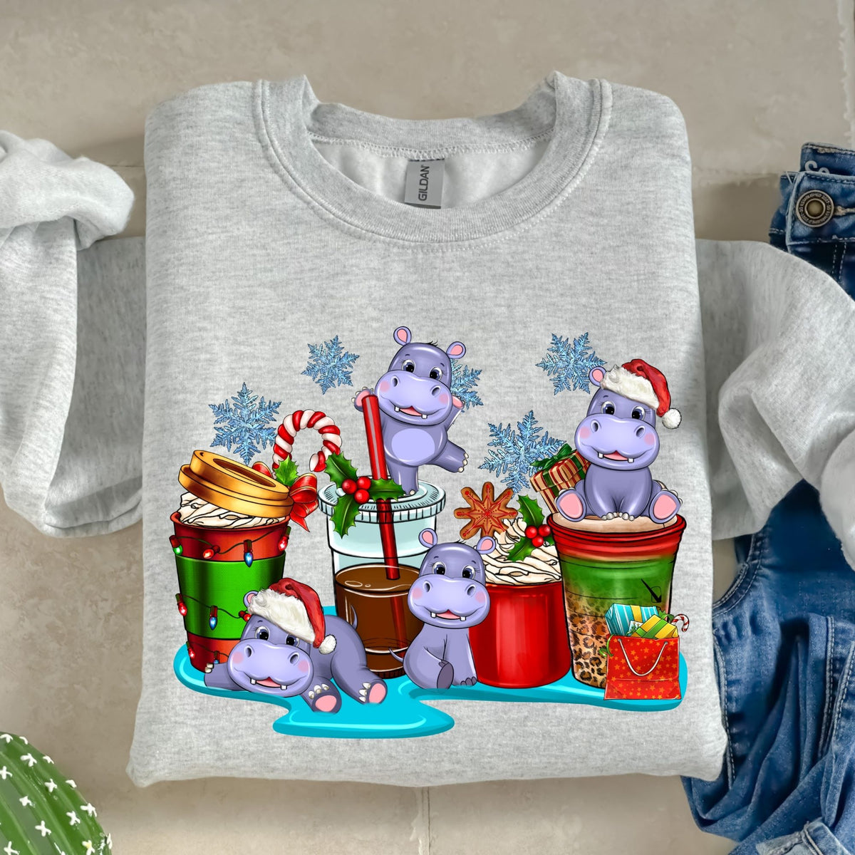 Christmas Hippopotamus-38569-DTF transfer