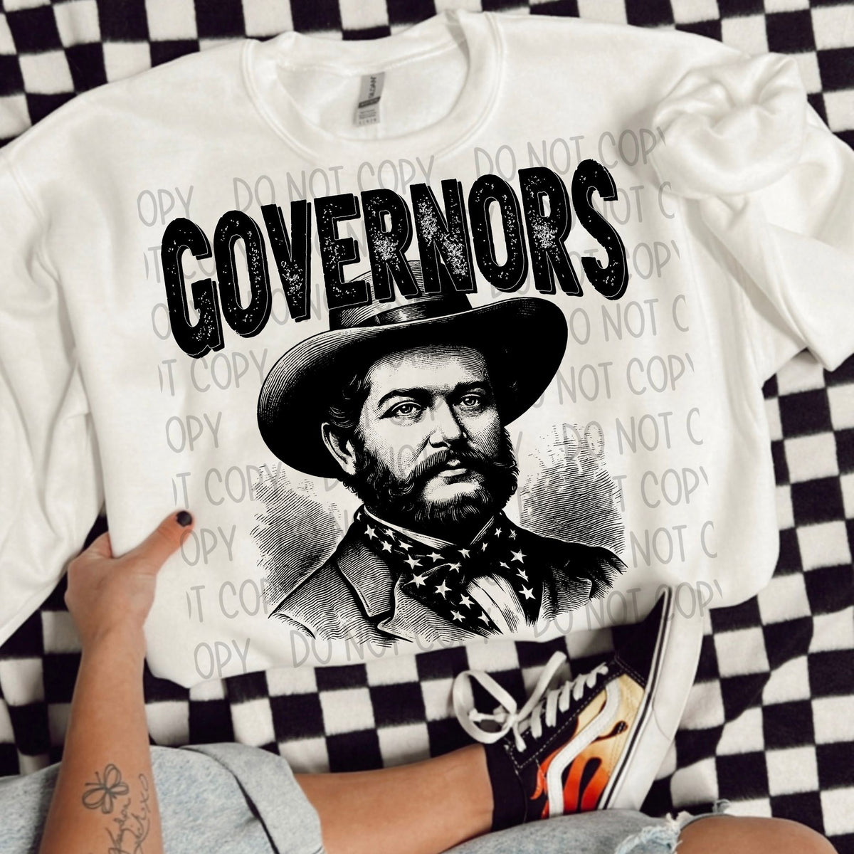 Govenors black/white outline DTF transfer