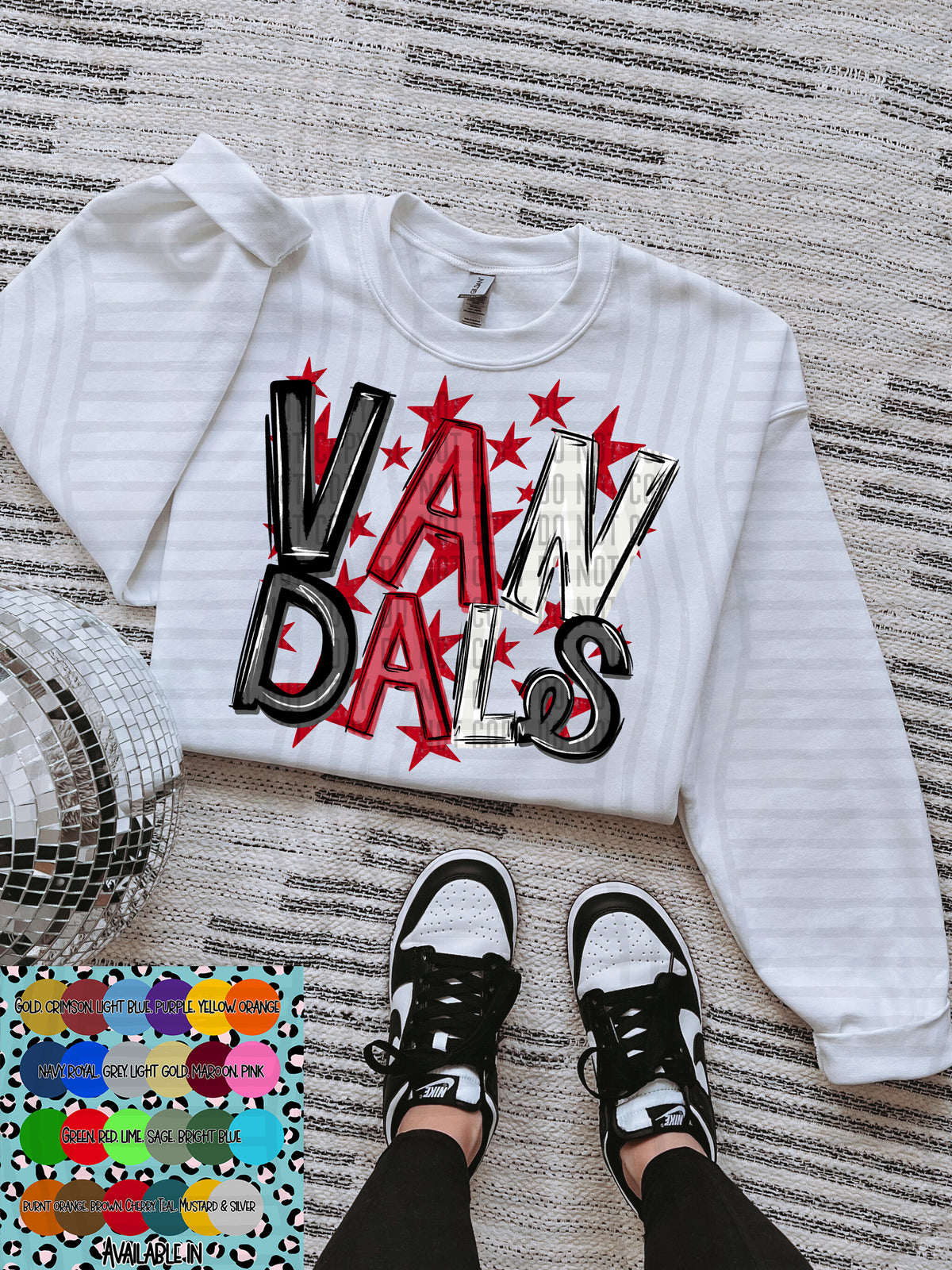 vandals black white and red with red stars (Caplinger) DTF Transfer