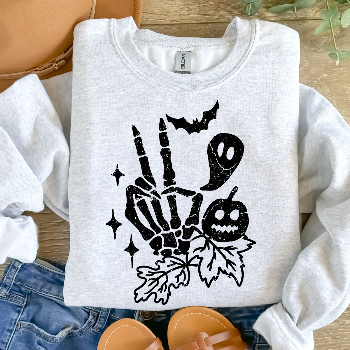 Skelly Peace Black Distressed-38458-DTF transfer