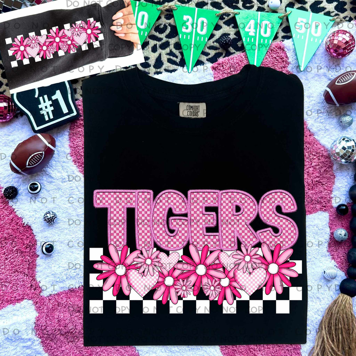 Tigers pink checkered (caplinger) 77878 DTF transfer