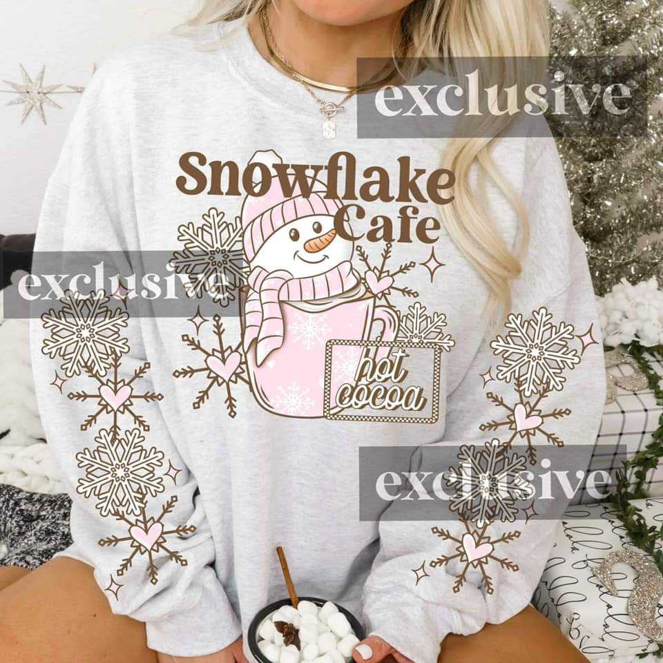 Snowflake cafe FRONT ONLY 70410 DTF transfer
