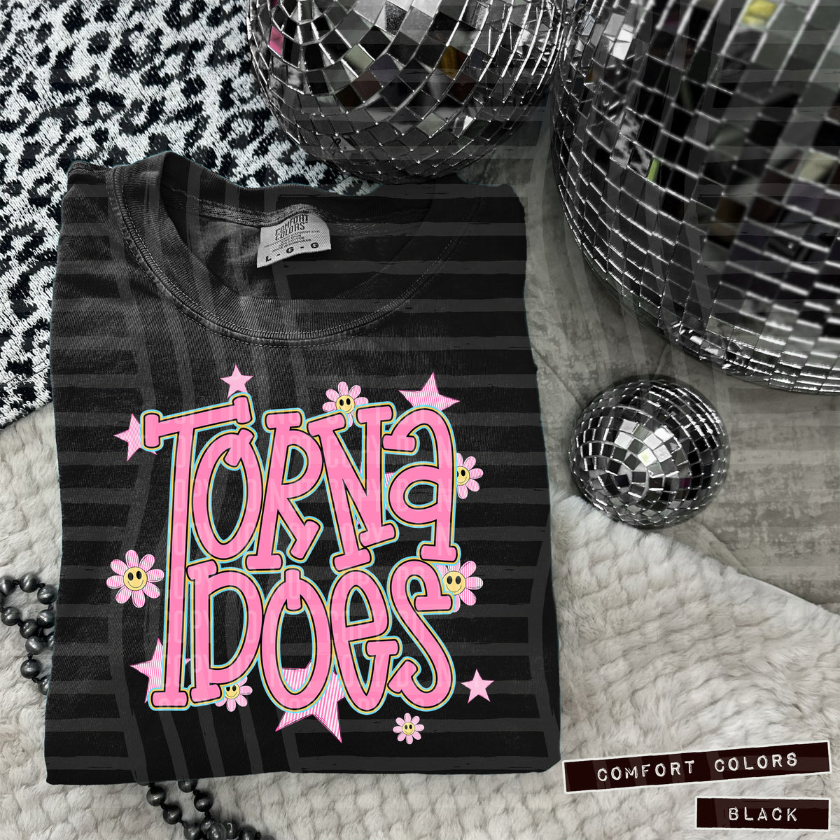 Tornadoes Pink Flowers And Stars 108055 DTF transfer