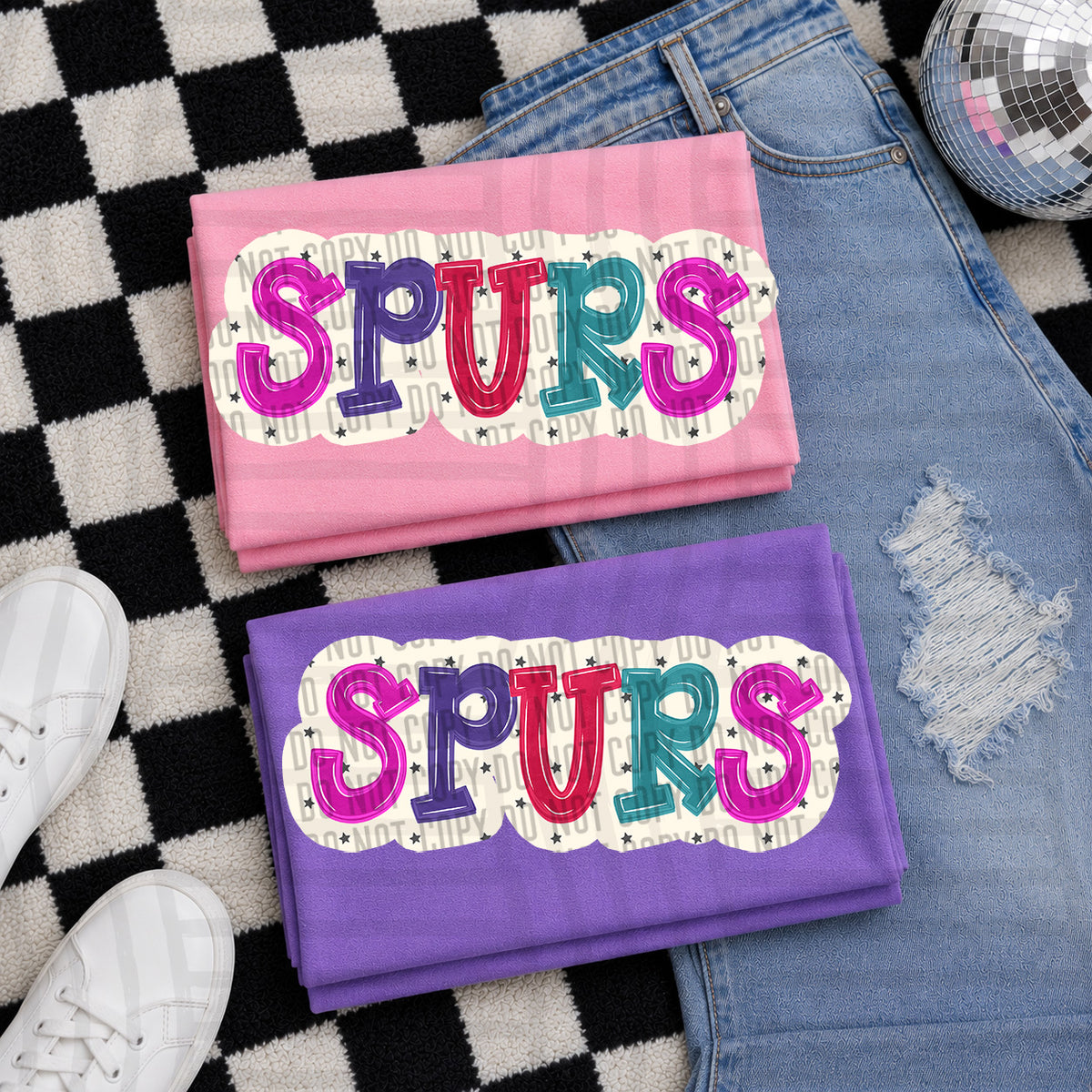 spurs bubble around letters with small stars (Caplinger) DTF Transfer