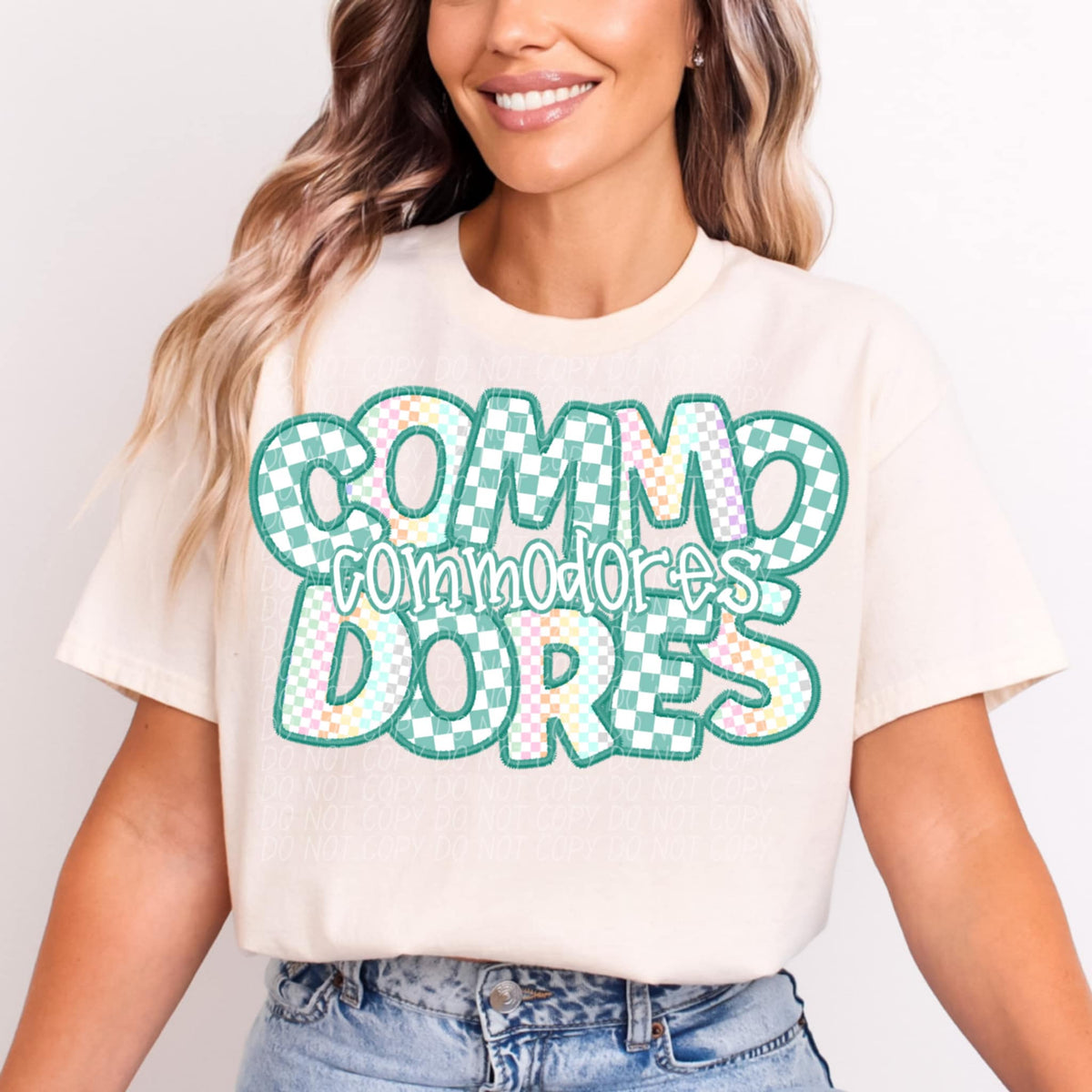 Commodores blue and colorful checkered (CITY) 85537 DTF transfer