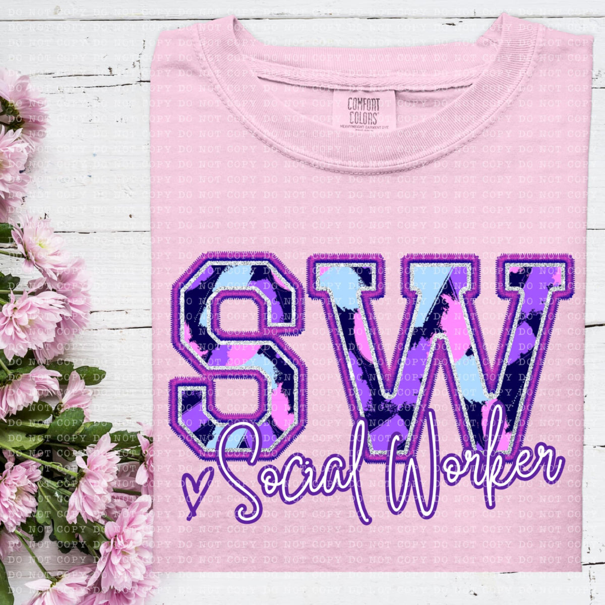 SW social worker purple brushstrokes (ECHT) 93959 DTF transfer