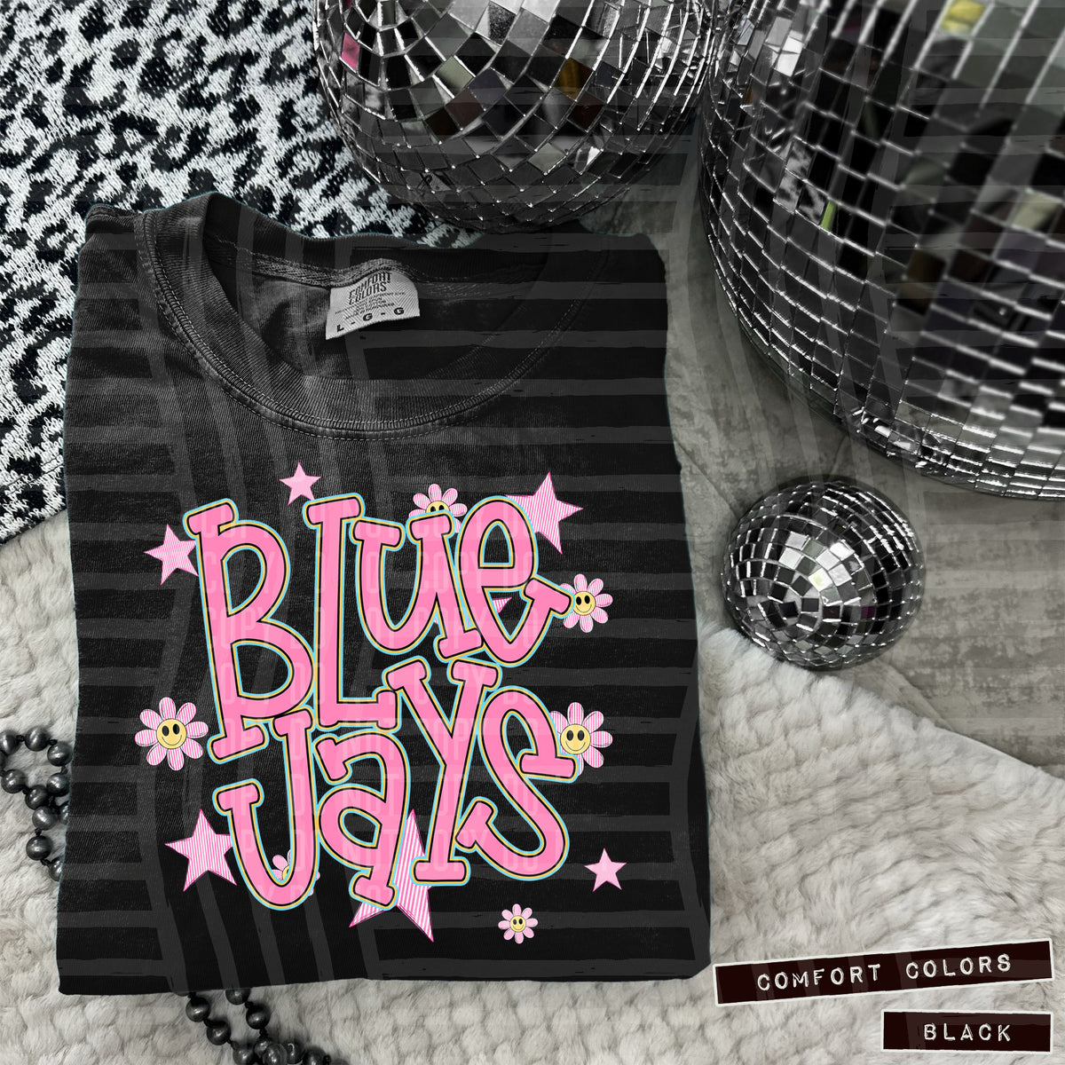 Blue Jays Pink Flowers And Stars 104902 DTF transfer