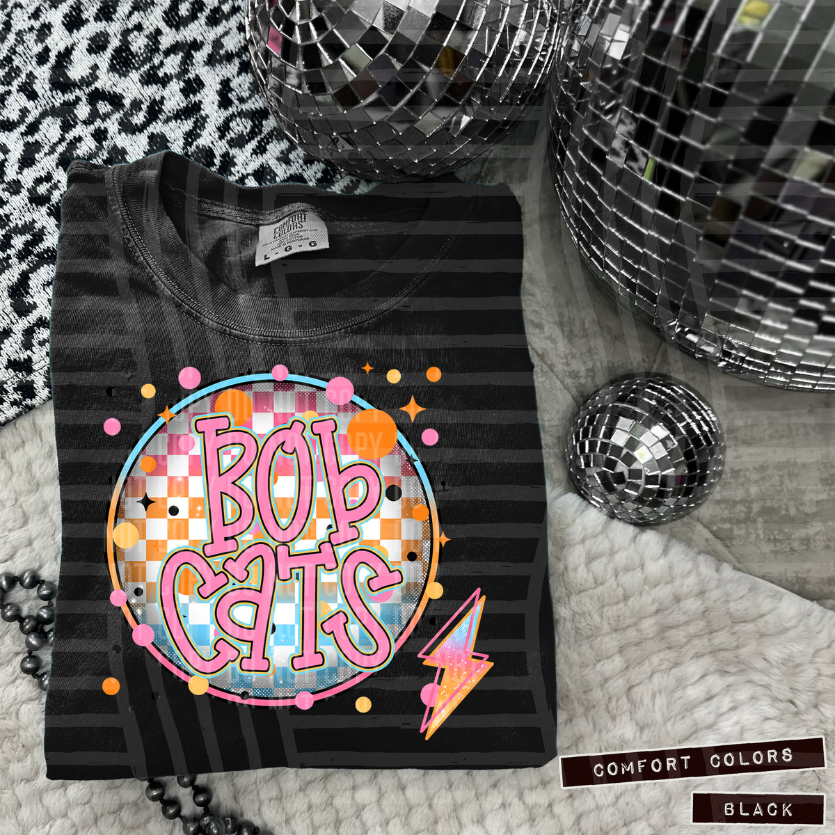 Bobcats Neon Circle mascots PHDC DTF transfer