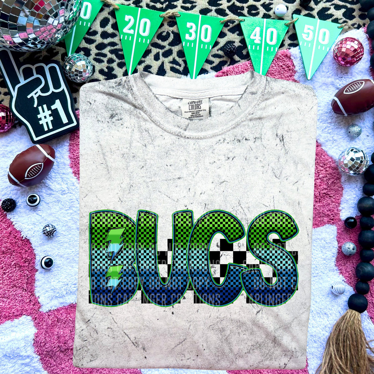 Bucs Blue and Green Checkered (Caplinger) DTF transfer