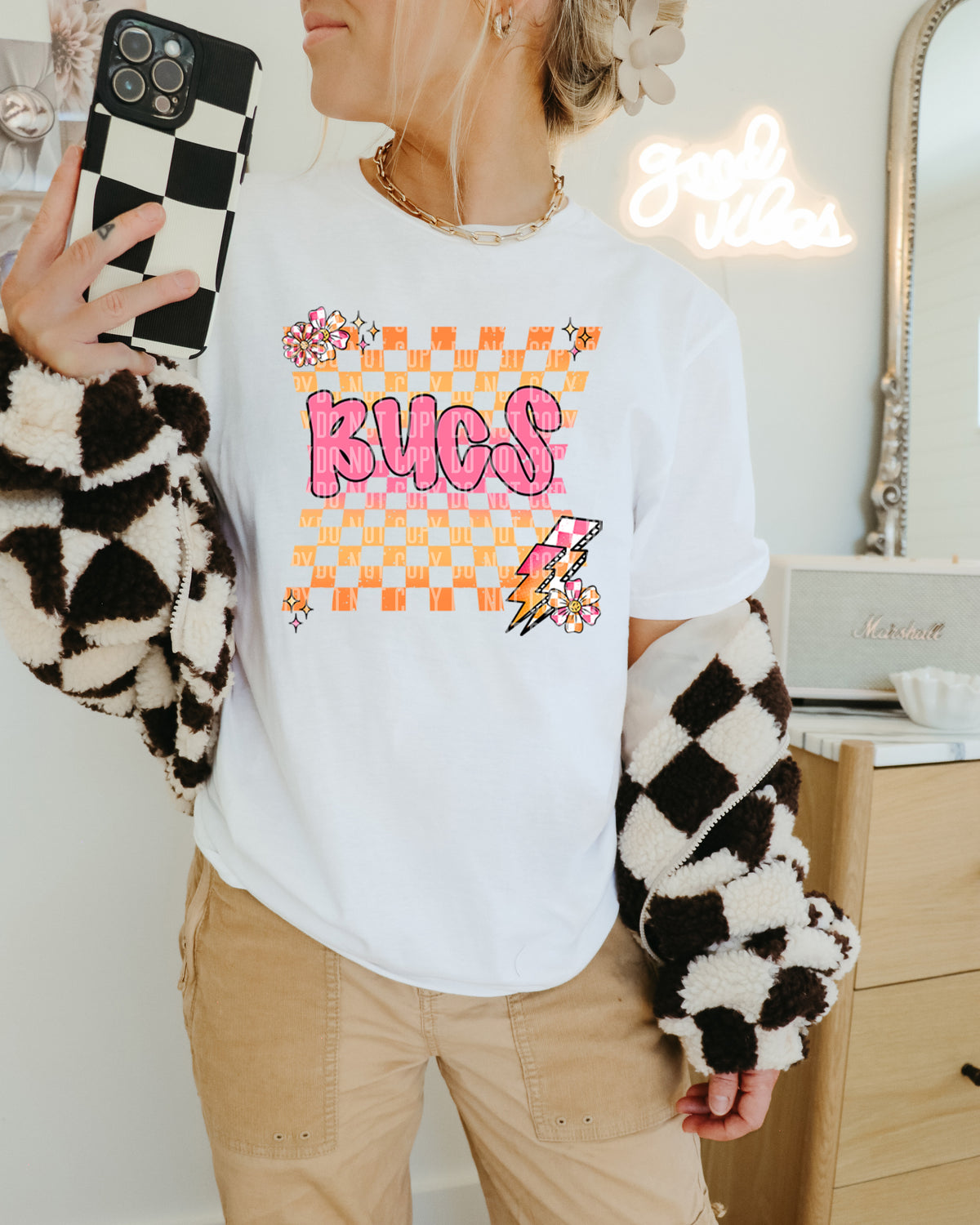 Bucs Checker Pop (Caplinger) 102595 DTF transfer