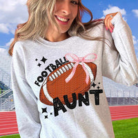 Football aunt black font ball with pink bow (HW) 50228 DTF transfer