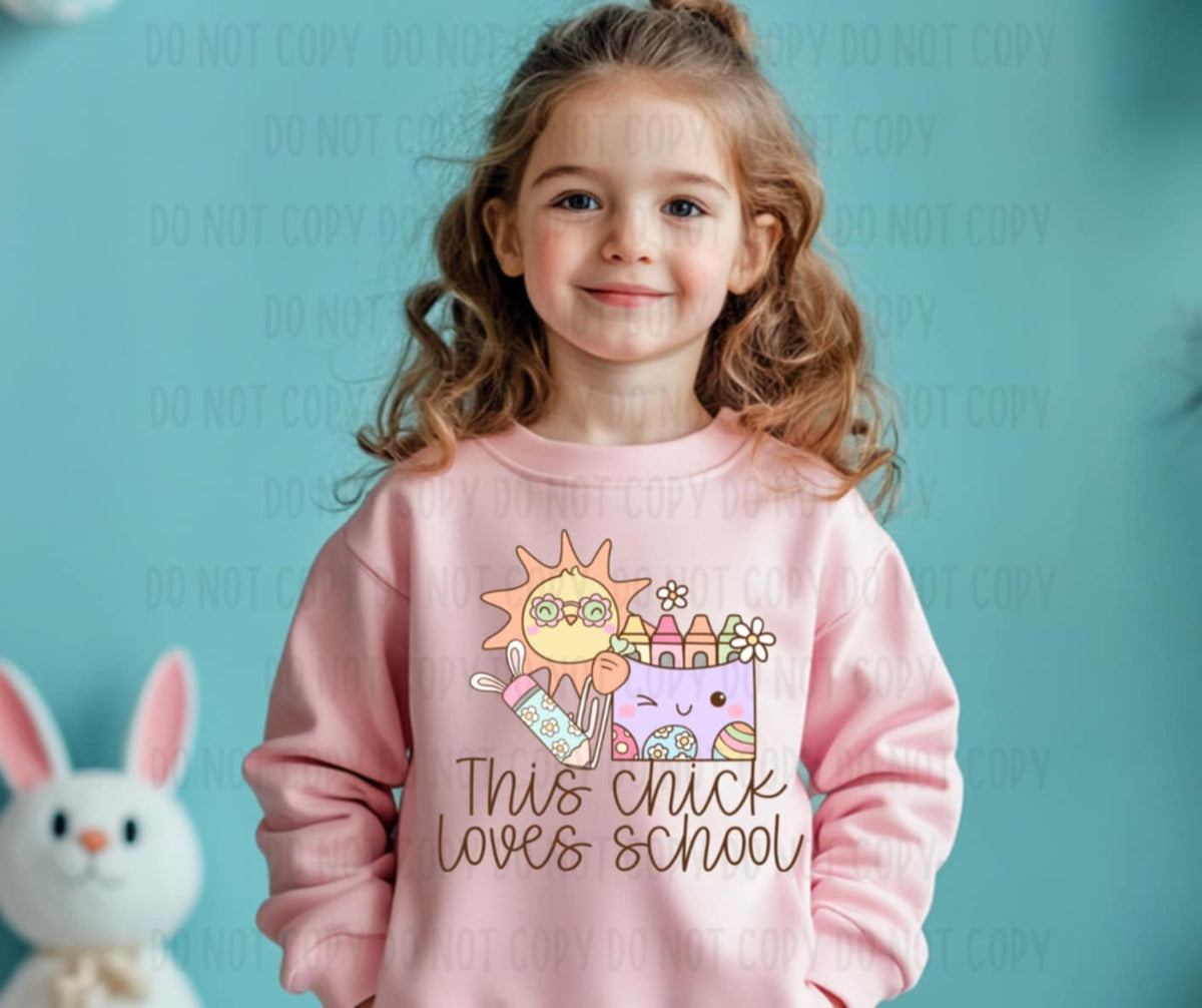 This chick loves school (canvista) 91853 DTF transfer