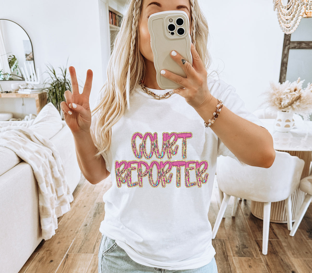 Pink and Leopard COURT REPORTER (Caplinger) DTF transfer