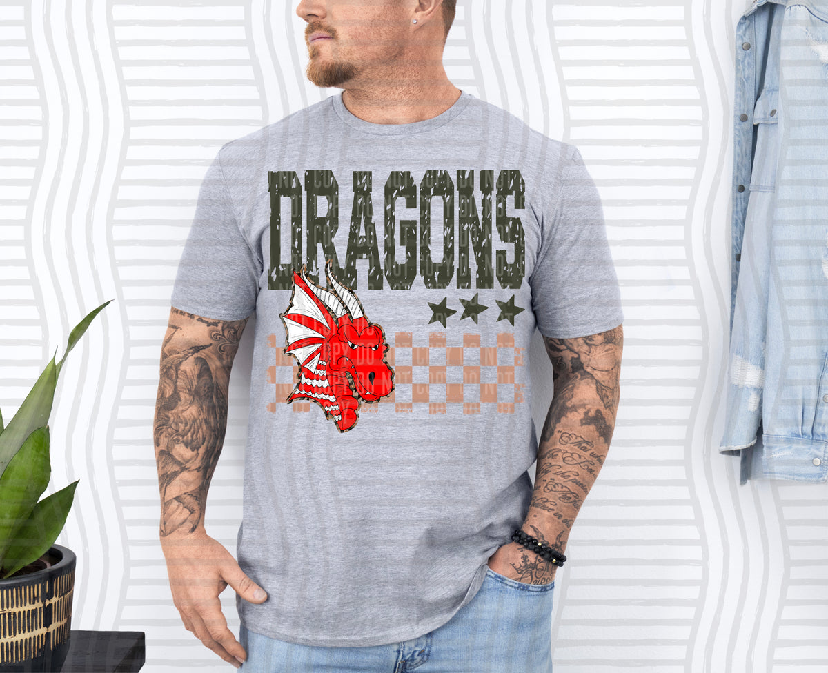 Red Dragons Tan Checker (Caplinger) DTF Transfers