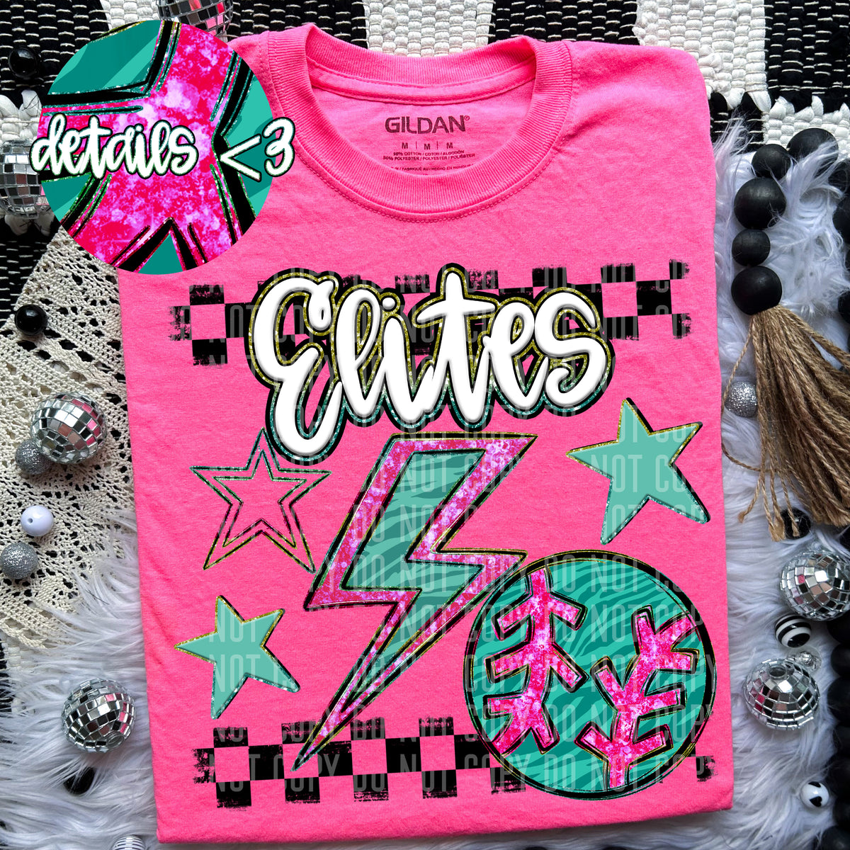 Elites Teal and Pink Checkered (Caplinger) DTF transfer