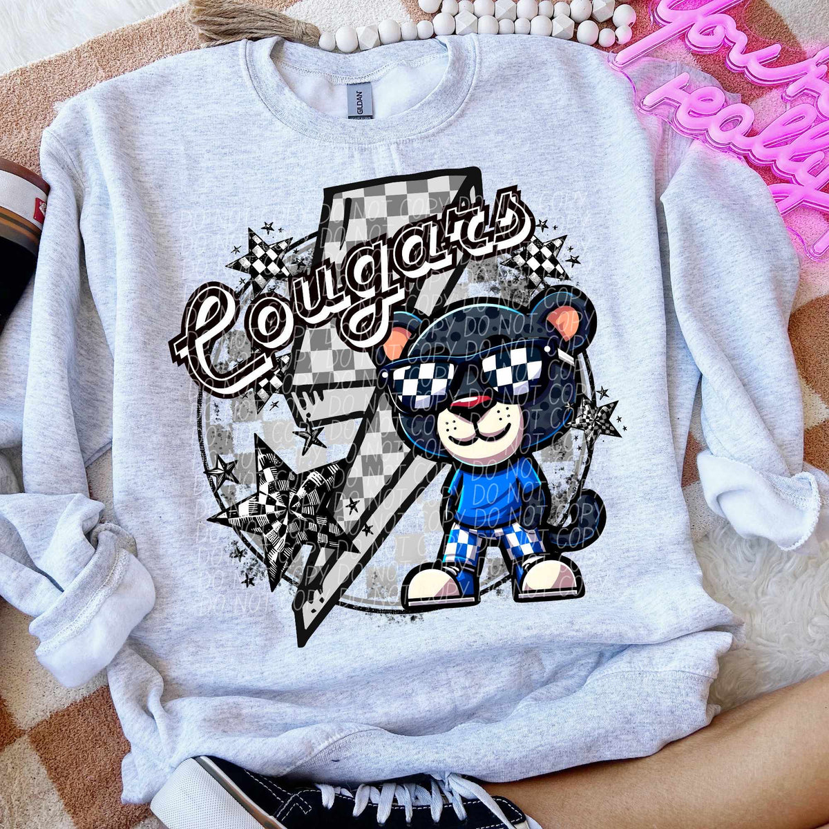 Cougars blue shirt lightning bolt (CITY) 52504 DTF transfer