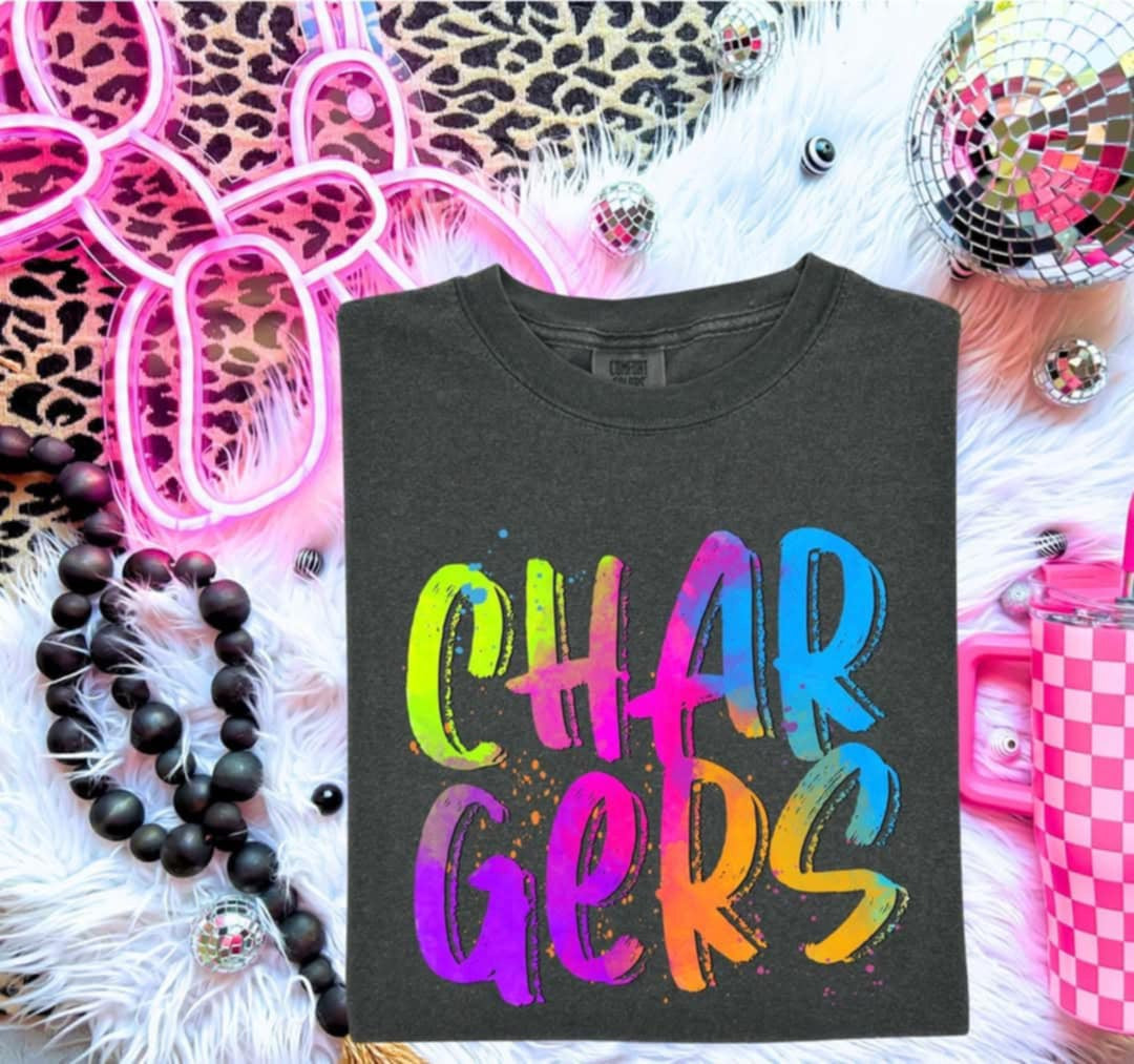 Chargers Neon Splatter (S&G) 99955 DTF transfer