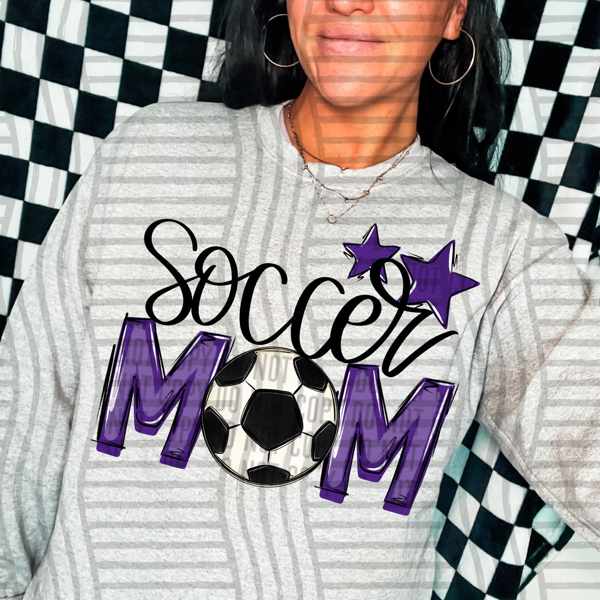 soccer mom grey purple stars (caplinger) DTF transfer