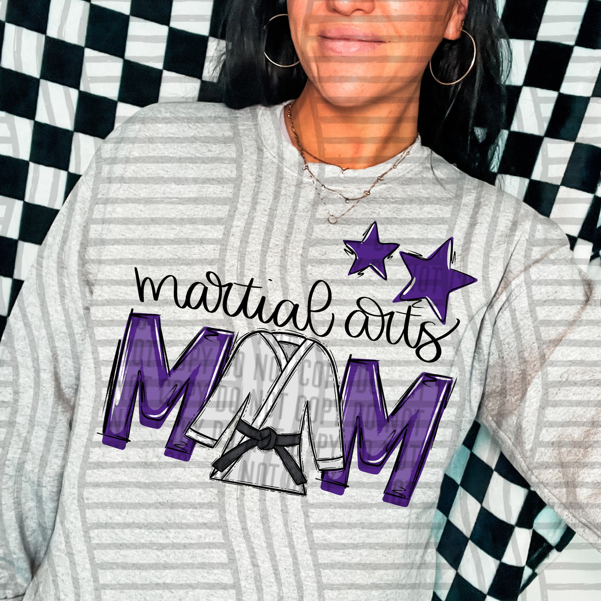 martial arts mom gray purple stars (Caplinger) DTF transfer