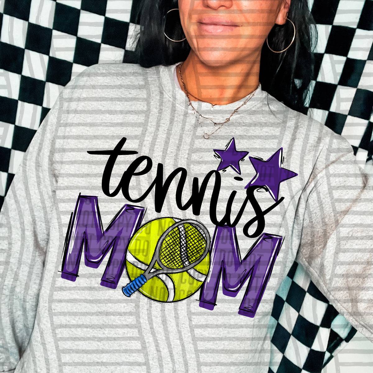 tennis mom grey pueple stars (caplinger) DTF transfer