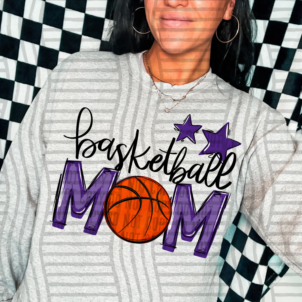 basketball mom gray purple stars (Caplinger) DTF transfer