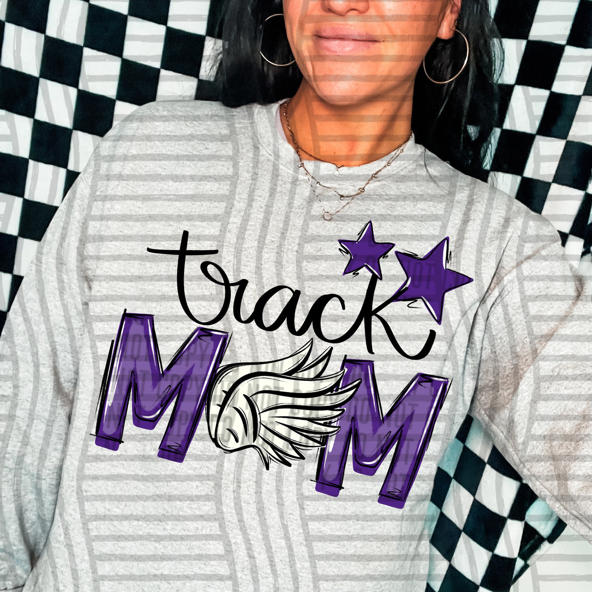 track mom grey purple stars (caplinger) DTF transfer