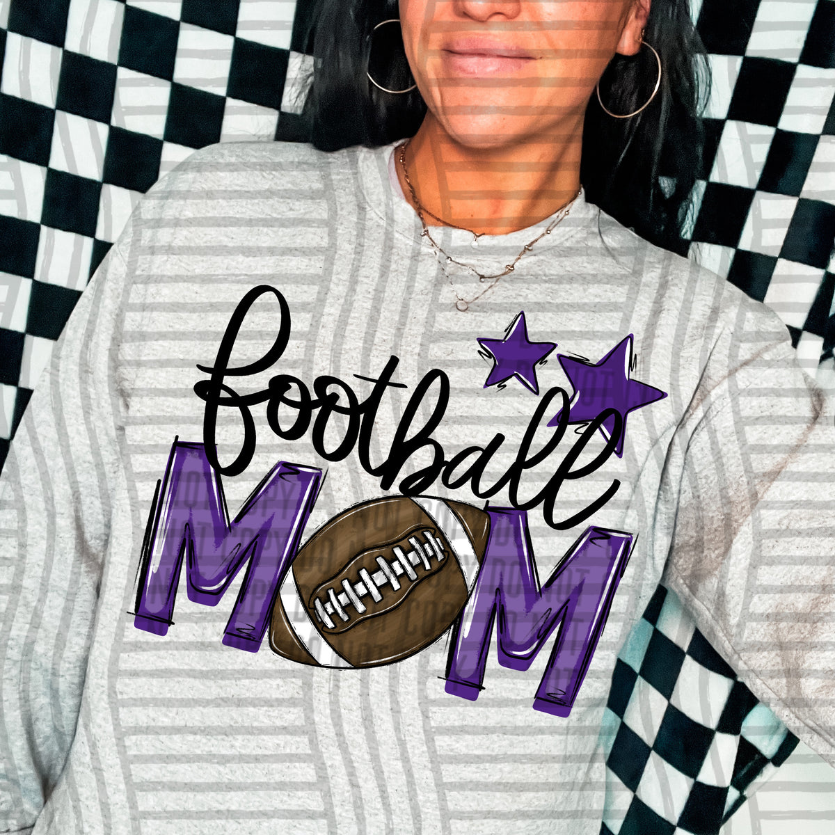 football mom gray purple stars (Caplinger) DTF transfer