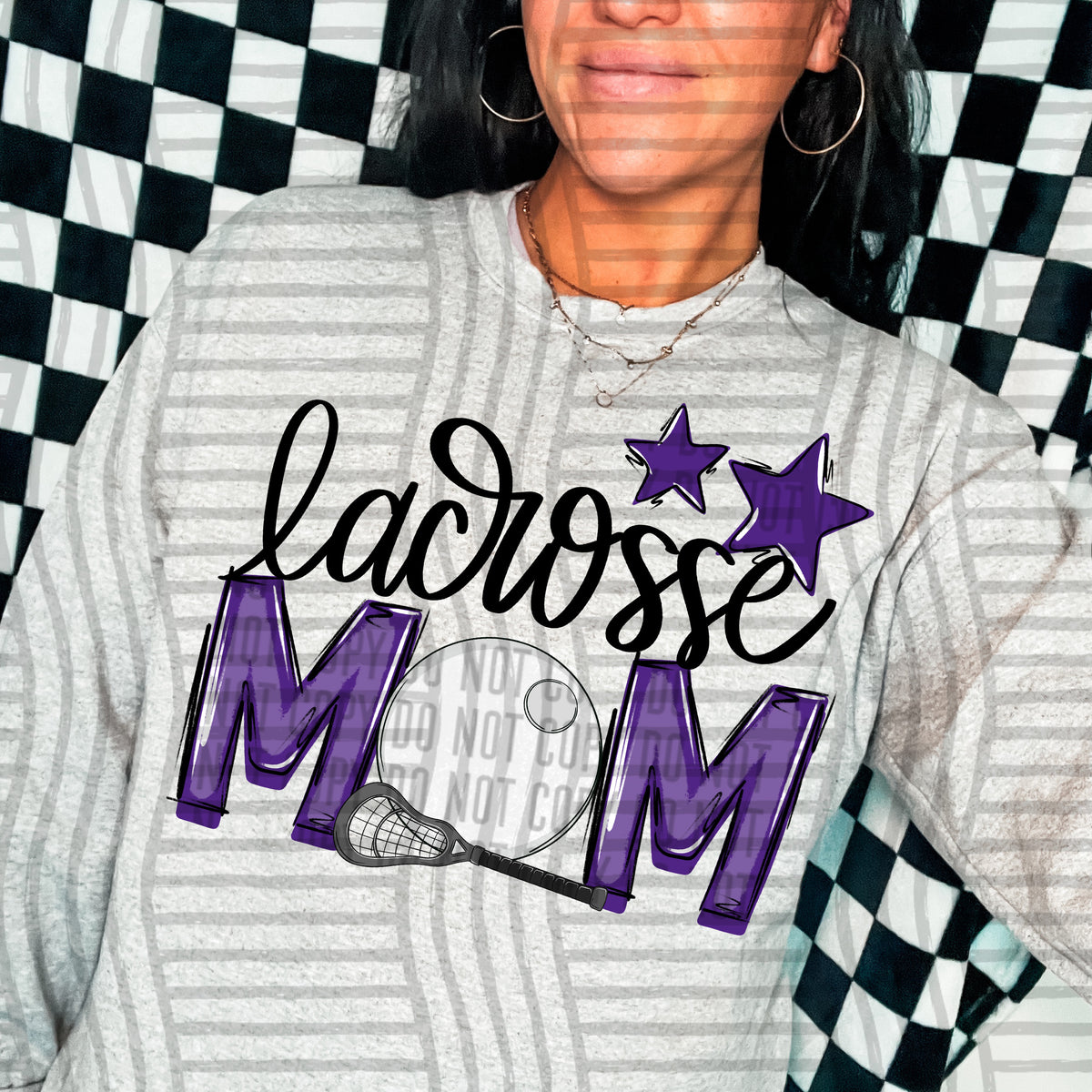 lacrosse mom purple stars (Caplinger) DTF transfer