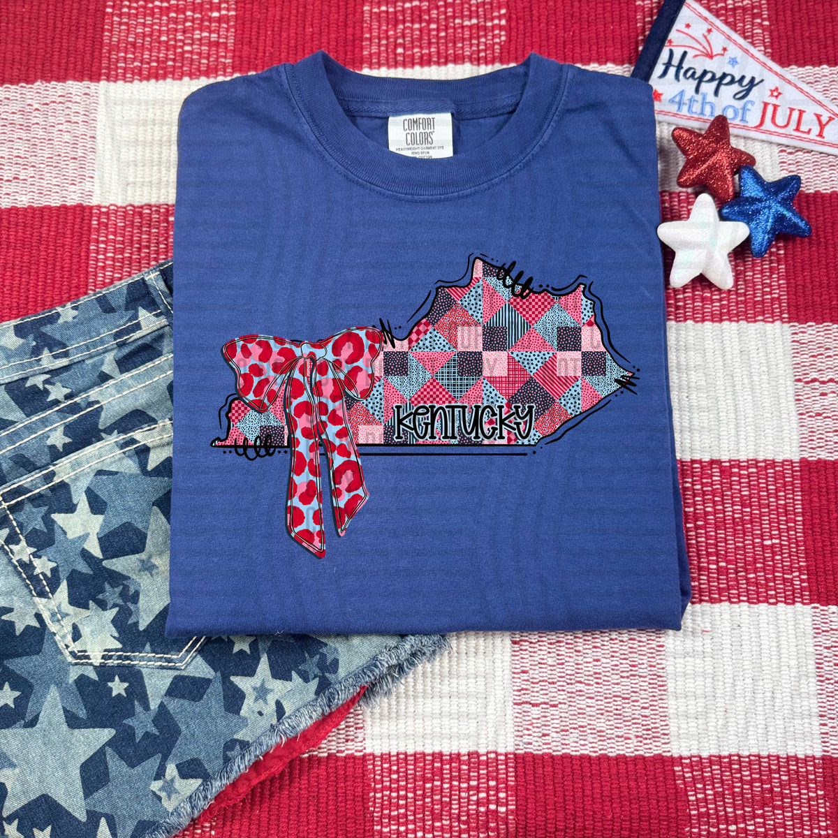 Kentucky RWB faux patchwork (Caplinger) dtf transfer