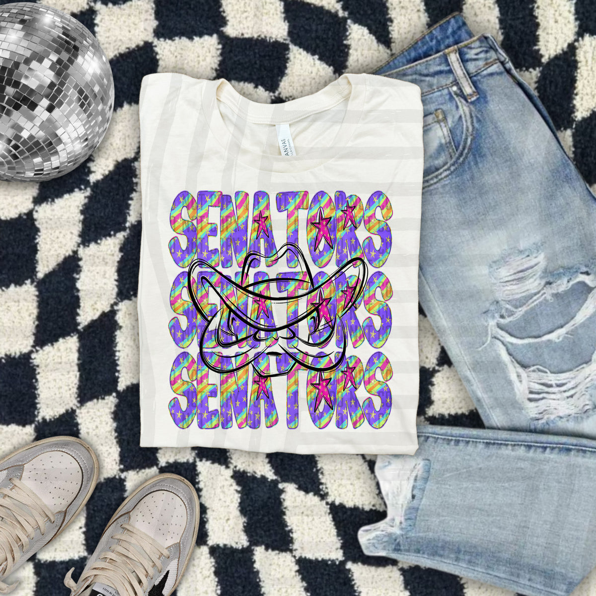 Senators Colorful Word Stacked With Stars 108559 DTF Transfer