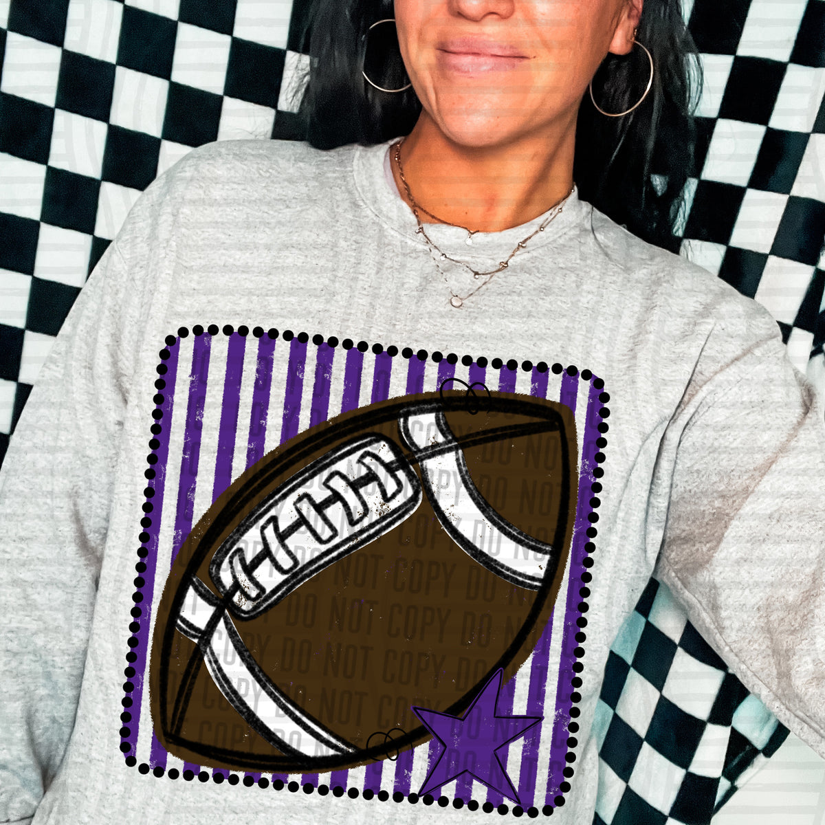 Football purple striped frame (Caplinger) DTF transfer