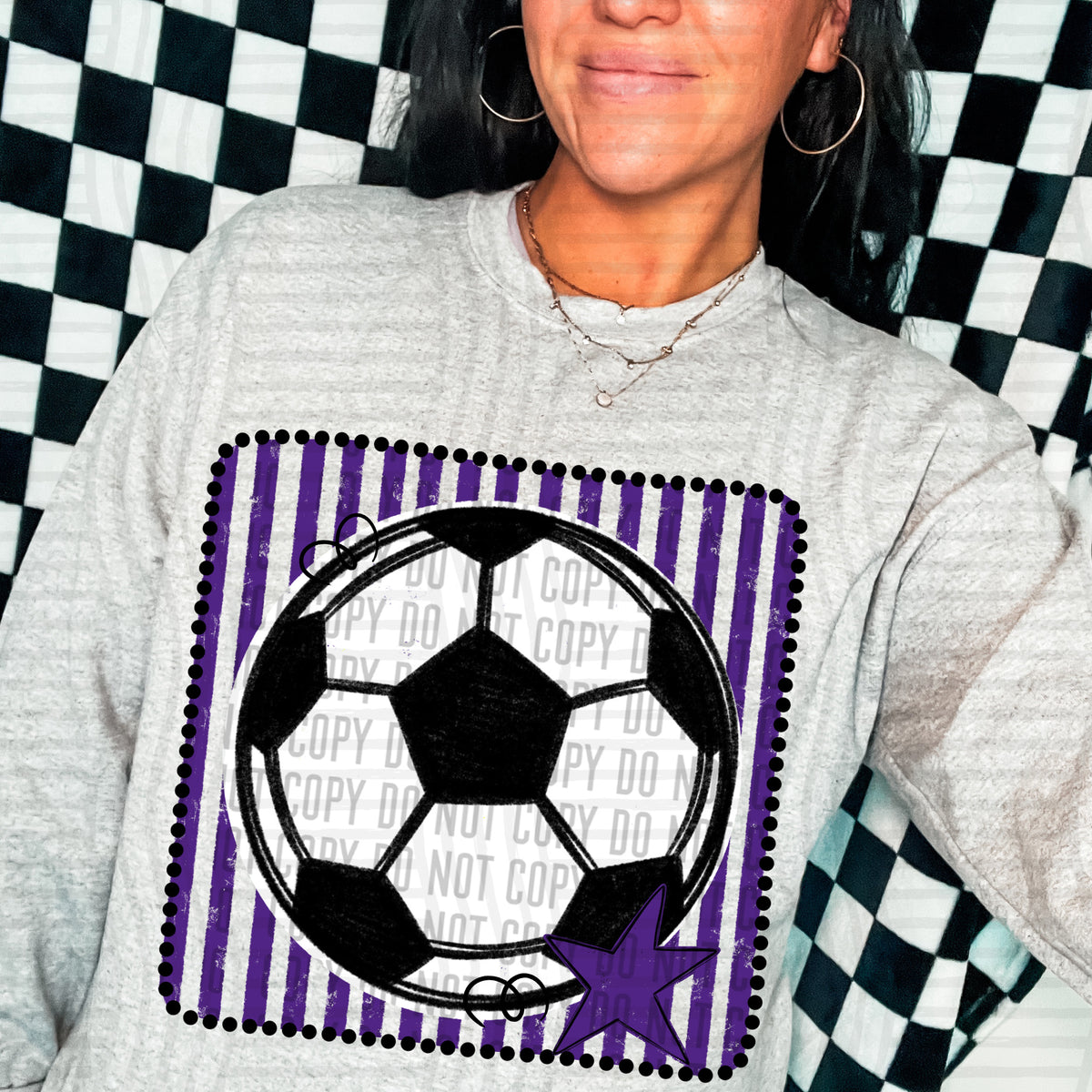 Soccer purple striped frame (Caplinger) DTF transfer