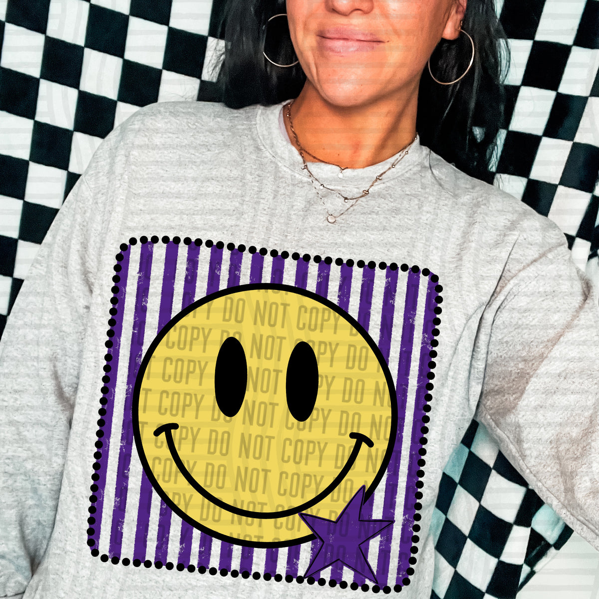 Smiley purple striped frame (Caplinger) DTF transfer