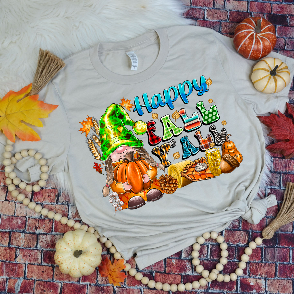 Happy Fall Y'all gnome (RD) DTF transfer