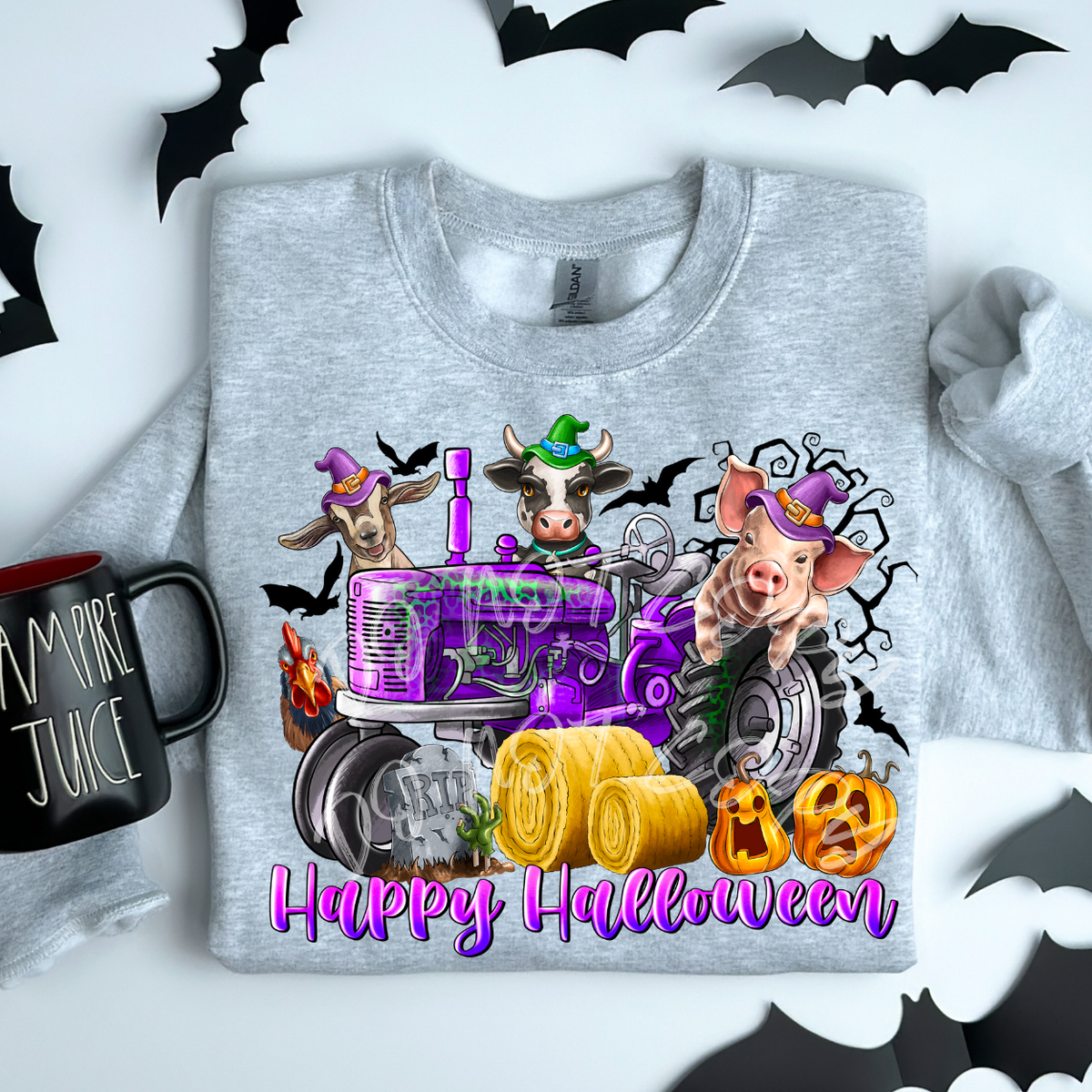 Happy Halloween purple tractor (RD) DTF Transfer