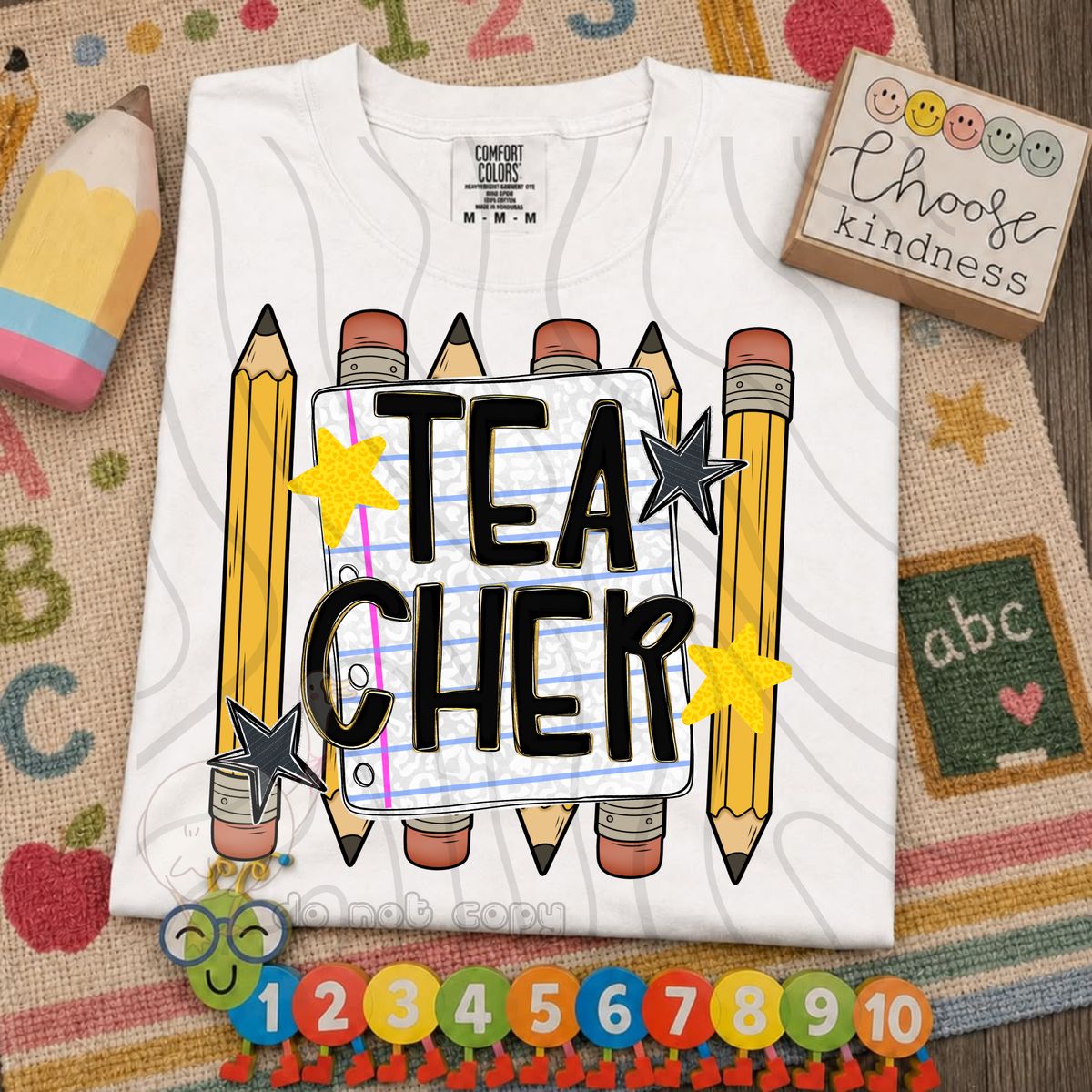 Teacher pencil and stars (DKD) DTF transfer