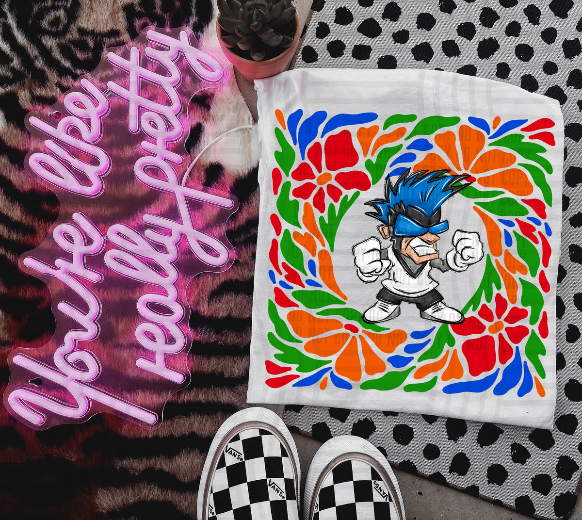 Blue Rebel Retro Floral (Caplinger) 101130 DTF transfer