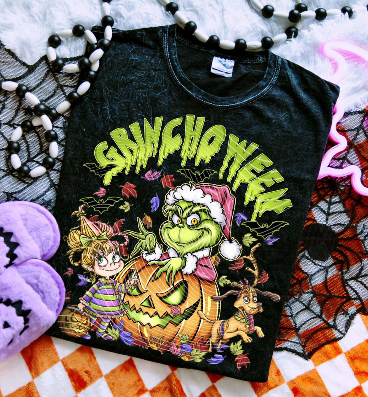 Green Halloween with witch hat AG DTF transfern