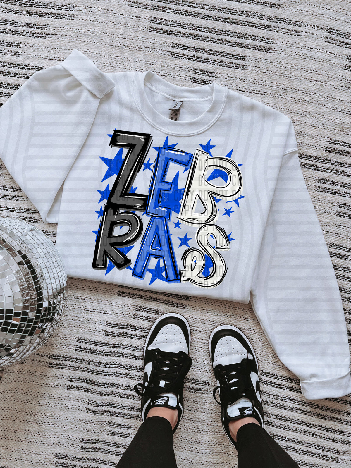zebras black and blue with blue stars (caplinger) DTF Transfer