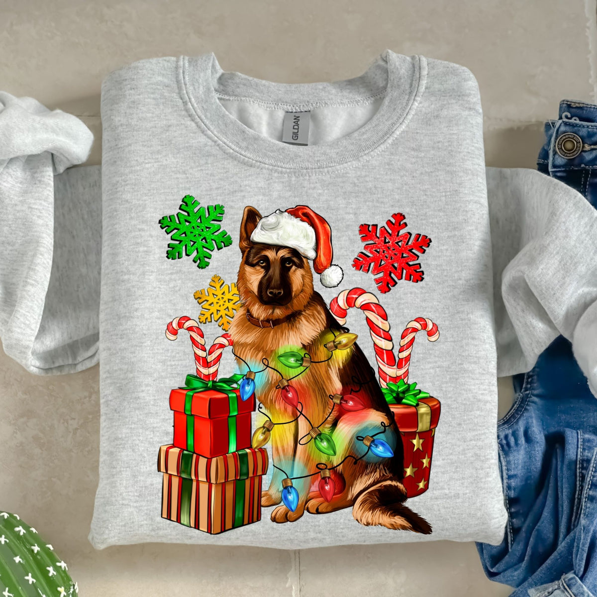 Christmas German Shepard-38566-DTF transfer